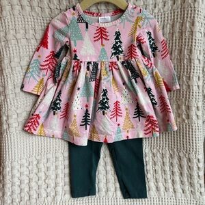 Hanna Andersson Baby Holiday Skater Dress with Leggings (6-12mo)